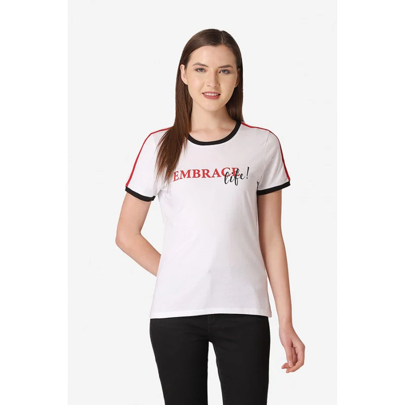 Women's White Round Neck T-Shirt