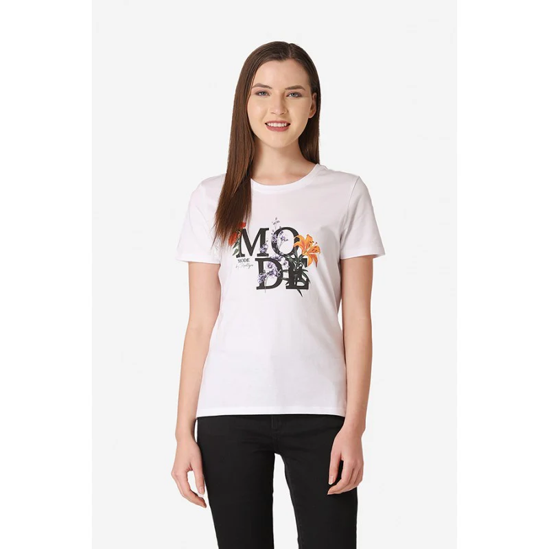 Women's White Round Neck T-Shirt