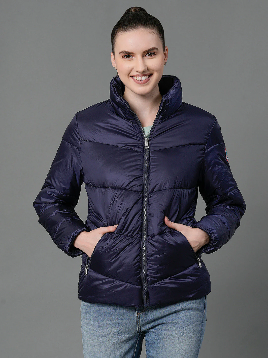 Women's Mid Night Blue Padded Jacket