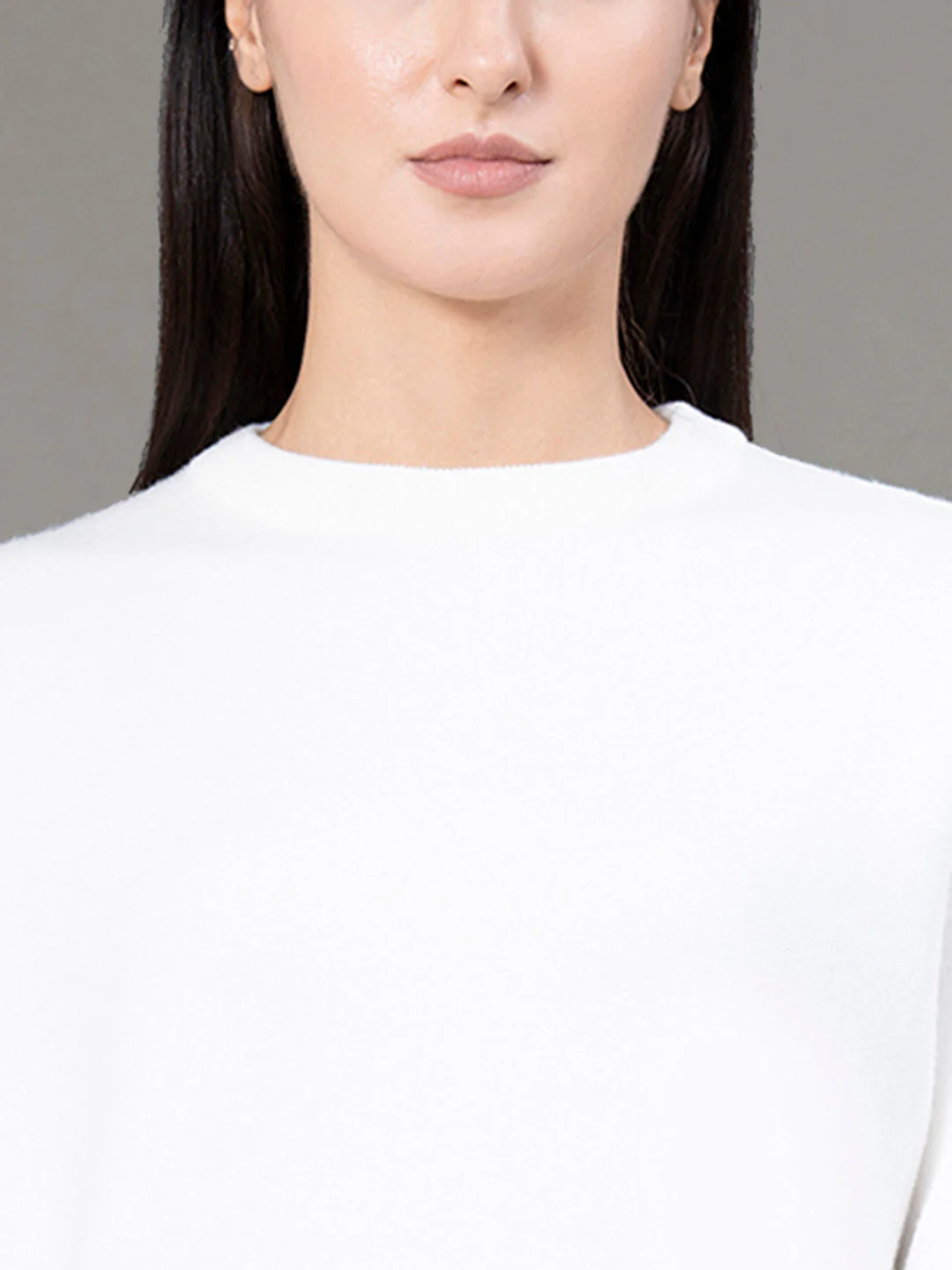 Women's White Poly Viscose Nylon Solid Sweater - Image 4